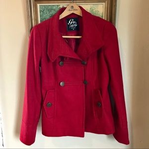 G by Guess fire engine red pea coat
